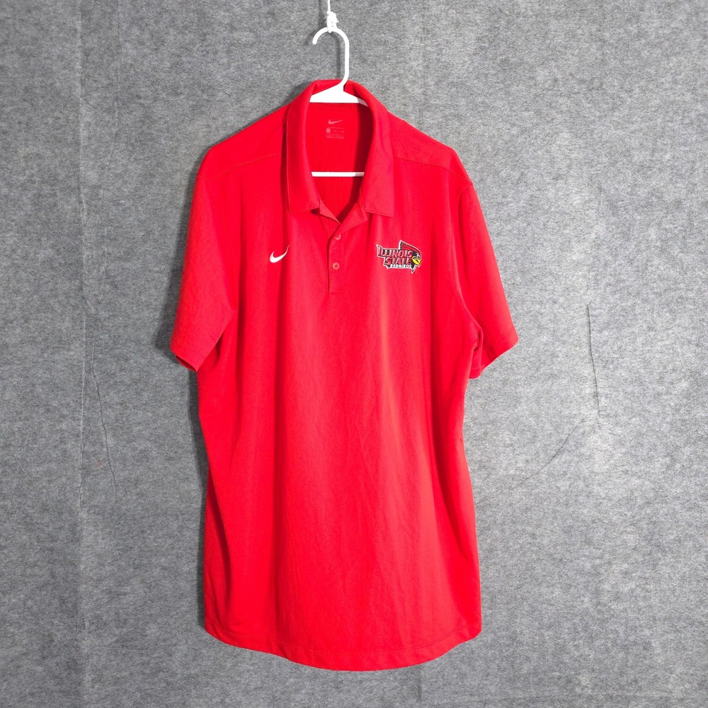 Nike Illinois State Redbirds Polo Men XXL Red Short Sleeve CI4470-657 Logo Shirt